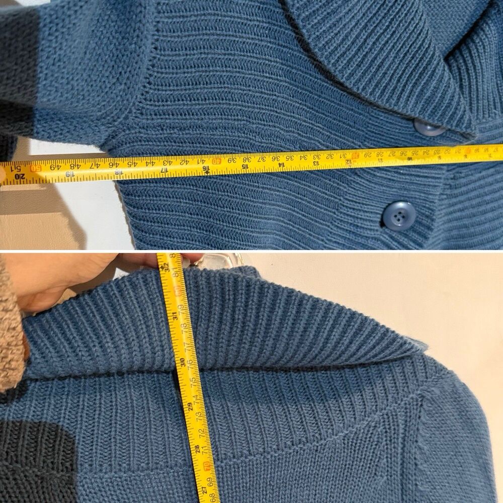 Women’s Motto Blue Shawl Collar Cardigan Sweater Size S Acrylic Wool - Picture 11 of 16